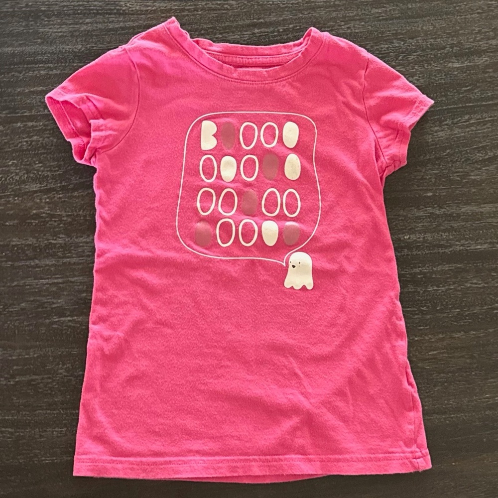 Cat & Jack Girls Small (6/6X) Pink Boo Cotton T-shirt